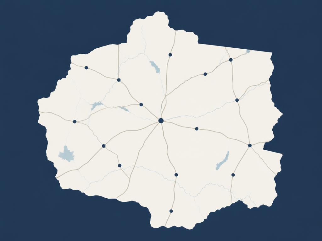 Simple map graphic of Kankakee County, Illinois and surrounding communities